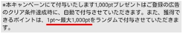 ポイントゲット1Pt～1000Pt