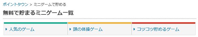 ポイントタウンミニゲームミニゲーム一覧